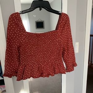 smocked american eagle 3/4 length shirt
